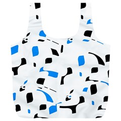 Blue, Black And White Pattern Full Print Recycle Bags (l)  by Valentinaart