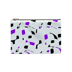 Purple, Black And White Pattern Cosmetic Bag (medium)  by Valentinaart