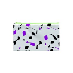 Purple, Black And White Pattern Cosmetic Bag (xs) by Valentinaart