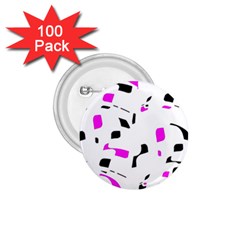 Magenta, Black And White Pattern 1 75  Buttons (100 Pack) 