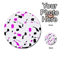 Magenta, Black And White Pattern Multi-purpose Cards (round)  by Valentinaart