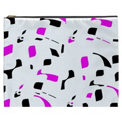 Magenta, Black And White Pattern Cosmetic Bag (xxxl)  by Valentinaart