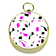 Magenta, Black And White Pattern Gold Compasses by Valentinaart