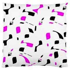 Magenta, Black And White Pattern Large Flano Cushion Case (two Sides)