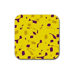 Yellow And Purple Pattern Rubber Coaster (square)  by Valentinaart