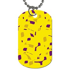 Yellow And Purple Pattern Dog Tag (two Sides)