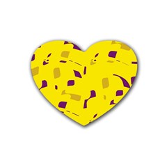 Yellow And Purple Pattern Heart Coaster (4 Pack)  by Valentinaart
