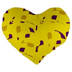 Yellow And Purple Pattern Large 19  Premium Heart Shape Cushions by Valentinaart