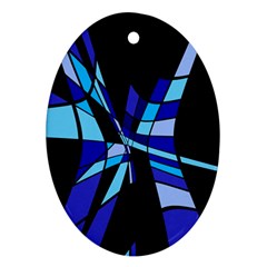 Blue Abstart Design Oval Ornament (two Sides) by Valentinaart