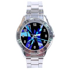 Blue Abstart Design Stainless Steel Analogue Watch by Valentinaart