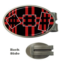 Red And Black Geometric Pattern Money Clips (oval)  by Valentinaart