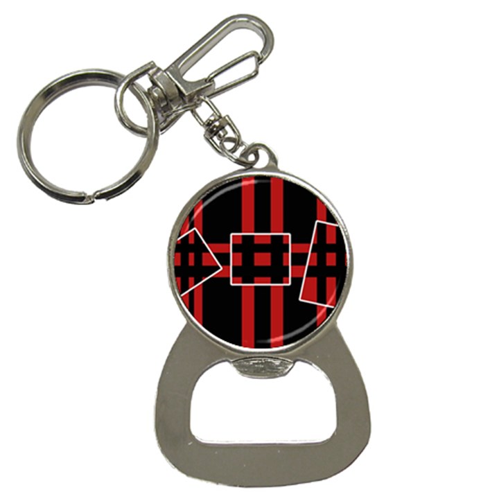 Red and black geometric pattern Bottle Opener Key Chains