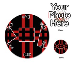 Red And Black Geometric Pattern Playing Cards 54 (round)  by Valentinaart