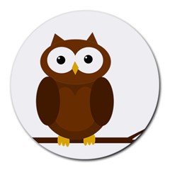 Cute Transparent Brown Owl Round Mousepads by Valentinaart