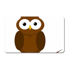 Cute Transparent Brown Owl Magnet (rectangular) by Valentinaart