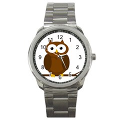 Cute Transparent Brown Owl Sport Metal Watch by Valentinaart