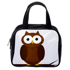 Cute Transparent Brown Owl Classic Handbags (one Side) by Valentinaart