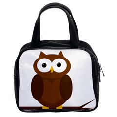 Cute Transparent Brown Owl Classic Handbags (2 Sides) by Valentinaart