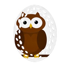 Cute Transparent Brown Owl Ornament (oval Filigree)  by Valentinaart