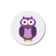 Purple transparetn owl Rubber Coaster (Round) 