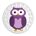 Purple transparetn owl Ornament (Round Filigree)  Front