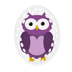 Purple Transparetn Owl Oval Filigree Ornament (2-side)  by Valentinaart