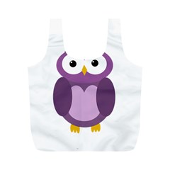 Purple transparetn owl Full Print Recycle Bags (M) 