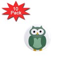 Green cute transparent owl 1  Mini Magnet (10 pack)  Front