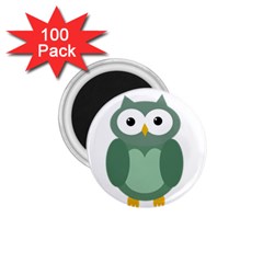 Green Cute Transparent Owl 1 75  Magnets (100 Pack)  by Valentinaart