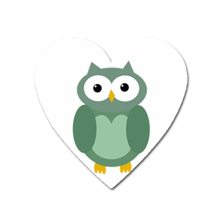 Green cute transparent owl Heart Magnet