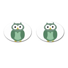 Green Cute Transparent Owl Cufflinks (oval) by Valentinaart