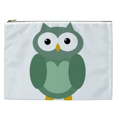 Green Cute Transparent Owl Cosmetic Bag (xxl)  by Valentinaart