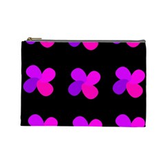 Purple Flowers Cosmetic Bag (large)  by Valentinaart