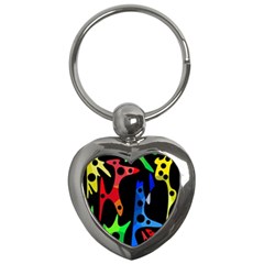Colorful Abstract Pattern Key Chains (heart)  by Valentinaart