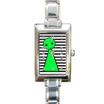 Green pawn Rectangle Italian Charm Watch Front