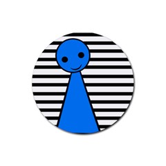 Blue Pawn Rubber Coaster (round)  by Valentinaart