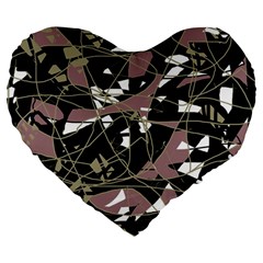 Artistic Abstract Pattern Large 19  Premium Flano Heart Shape Cushions by Valentinaart