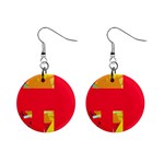 Red abstraction Mini Button Earrings Front