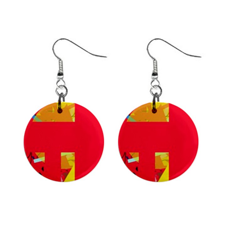 Red abstraction Mini Button Earrings