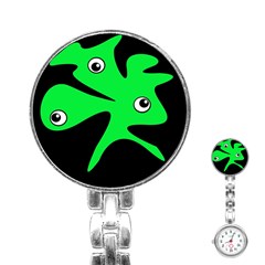 Green Amoeba Stainless Steel Nurses Watch by Valentinaart