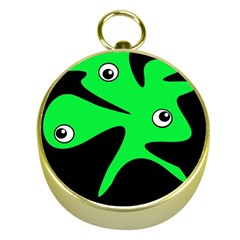 Green Amoeba Gold Compasses by Valentinaart