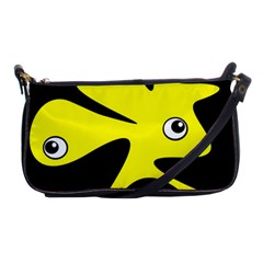 Yellow Amoeba Shoulder Clutch Bags by Valentinaart