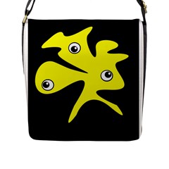 Yellow Amoeba Flap Messenger Bag (l)  by Valentinaart