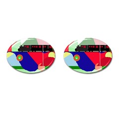 Abstract Train Cufflinks (oval) by Valentinaart