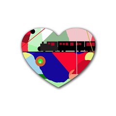 Abstract Train Rubber Coaster (heart)  by Valentinaart