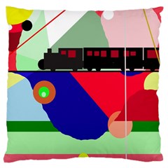 Abstract Train Large Cushion Case (one Side) by Valentinaart