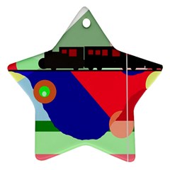 Abstract Train Star Ornament (two Sides)  by Valentinaart