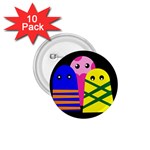 Three monsters 1.75  Buttons (10 pack) Front