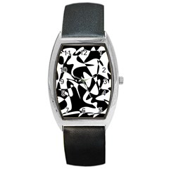 Black And White Elegant Pattern Barrel Style Metal Watch