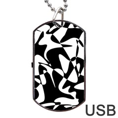 Black And White Elegant Pattern Dog Tag Usb Flash (one Side) by Valentinaart